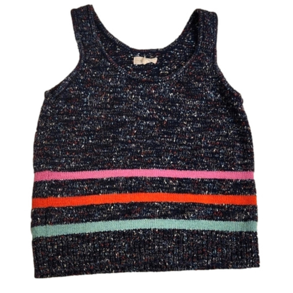 Womens Lou & Grey for LOFT blue spotted colorful stripe sweater tank size Large - Picture 4 of 15